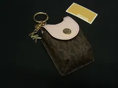 ■新品同様■ MICHAEL KORS マイケルコース MK柄 PVC×レザー AirPodsケース エアポッズケース ブラウン系×ピンク系 BP4398