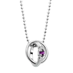 [シアーズ] ネックレス ダイヤモンド アメジスト 2連リング トップ シルバー 2月誕生石 dr66-02