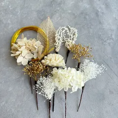 水引入りホワイトゴールド髪飾り　和装　成人式　卒業式