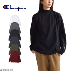 チャンピオン Champion ロングTシャツ モックネックロングスリーブTシャツ メンズ レディース ユニセックス 綿100％ 春 秋 冬 M L XL C3-Y434 黒 090 ブラック