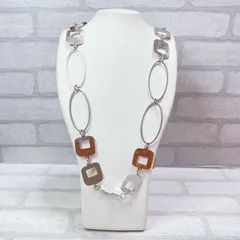 ネックレス　silver　シルバー　スクエア　四角　ラウンド　丸　アンティーク　ヴィンテージ　EL-1074