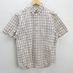 G■ラコステ/LACOSTE 半袖BDシャツ/チェックシ柄【3】茶系/men's/107【中古】■