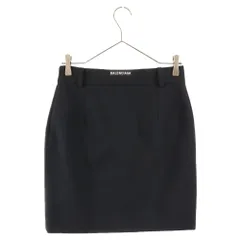 BALENCIAGA (バレンシアガ) ロゴラベル付き ウール ポリエステル ミニスカート レディース ブラック 622283のサムネイル