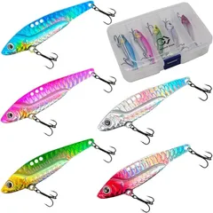 wind rise メタルバイブレーション セット ケース付き シーバス 青物 ヒラメ ルアー 鉄板バイブ(5色セット,  20g)