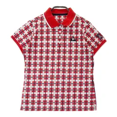 サイズ：M LE COQ GOLF ルコックゴルフ  半袖ポロシャツ 総柄 レッド系 [240001320520] ゴルフウェア レディース ストスト