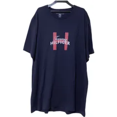 Z1516 【タグ付き新品】TOMMY HILFIGER トミーヒルフィガー　半袖Tシャツ　紺　ネイビー　メンズ　XL  ロゴプリント　ダークネイビー