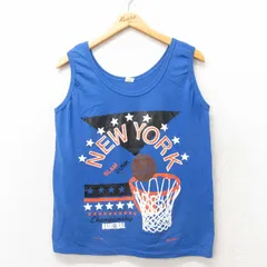 M/古着 スクリーンスターズ ビンテージ タンクトップ メンズ 80s バスケットボール 青 ブルー 25jun07 中古