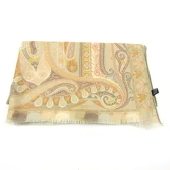 エトロ ストール スカーフ ペイズリー柄 シルク 大判 ウール混 ブランド レディース ベージュ ETRO 【中古】