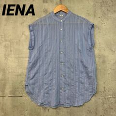 IENA Cu/Rストライプシャツ バンドカラーシャツ ノーカラーシャツ 