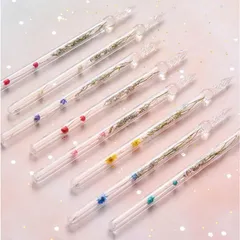 お花入り　ガラスペン　インク　ペン置きセット 専用箱入　ミニインク 5mlセット　初心者向け　おしゃれ かわいい 文房具