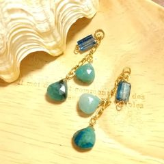New！　14KGF　クリソコラ＆カイヤナイト　ピアスチャーム