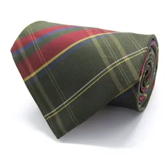 クリケット ブランド ネクタイ シルク ハンドメイド ワイドタイ チェック柄 格子柄 PO メンズ カーキ CRICKET 【中古】