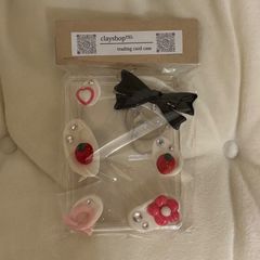 【在庫商品】🉐クリームシリーズイチゴビックリボン🍓　B8/トレカケース/クレイデコ/硬貨ケース/韓国/オタ活