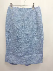 ◇ Θ nano universe ナノユニバース ツイード 膝下丈 台形 スカート サイズ38 ブルー レディース E  【1410230008070】