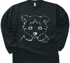 いぬイラスト/オリジナルデザイン/00304-ALT/glimmer 4.4オンス ドライロングスリーブTシャツ/ブラック