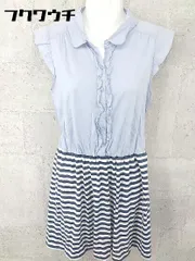 ◇ ◎ UNIVERVAL MUSE 切替 フレンチスリーブ フレンチスリーブ 膝丈 ワンピース ネイビー ホワイト レディース 【中古】 【1002802363207】