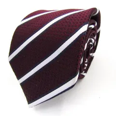 タカキュー ブランド ネクタイ ストライプ柄 格子柄 シルク PO  メンズ ブラウン TAKA Q 【中古】