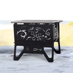 焚火台《火樹銀花》 200サイズ（耐熱塗装あり） 調理用鉄板付