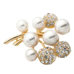 【ゴールド × ワンサイズ】[Cream dot. クリームドット公式] ブローチ フォーマル 卒業式 卒園式 入学式 入園式 ママスーツ コサージュ パール キュービックジルコニア ビジュー パヴェボール ピン 華やか 大人 上品 エレガント
