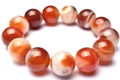 【１点物】大珠◇半々タイプ 赤縞瑪瑙と水晶の共生　18mm　ブレスレット パワーストーン 天然石 _MA5300