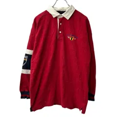 CHAPS Ralph Lauren 長袖 ポロシャツ M レッド チャンピオン ラルフローレン 刺繍ロゴ プルオーバー ラガーシャツ 秋物 a710-5079