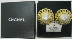 美品 激レア ヴィンテージ シャネルCHANELイヤリング 白石入 2 ロゴ 3  