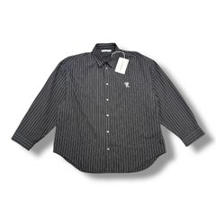 参考上代69300円 Acne Studios 25SS ストライプボタンアップシャツ 刺繍 アクネストゥディオズ FN-MN-SHIR000828 46 90134A4