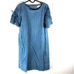 ユニバーバルミューズ UNIVERVALMUSE ワンピース タグ付き 袖リボン サイドポケット 綿 青系 2サイズ 863552