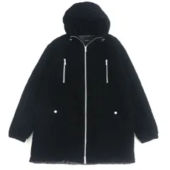 美品□2019年製 黒タグ EMPORIO ARMANI/エンポリオアルマーニ フーデッド ベロアダウンコート/キルティングコート ブラック 48 正規品のサムネイル