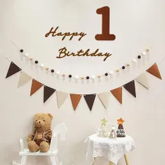 Decorations Party Birthday 1st お祝い 飾り 飾り 飾り 飾り 子供 写真背景 大人 誕生日 誕生日 誕生日 バースデー birthdayフェルト生地バナー、フェルト生地フラッグガーランド、1歳の数字、フグボールガーランド、 壁に