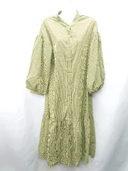 ◇ ◎●未使用● ⊇ apresjourmignon チェック柄 長袖 ロング丈 ワンピース サイズF ライトグリーン系 レディース E  【1409100069631】