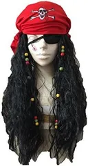 海賊 顔面セット! 【 海賊 レゲエ かつら 】【 パイレーツ バンダナ 】【 眼帯 】 コスプレ ハロウィン パーティー クリスマス 4点セット