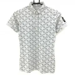 【美品】アディダス 半袖ポロシャツ ライトグレー×グレー 総柄 ボタンダウン レディース S/P ゴルフウェア adidas