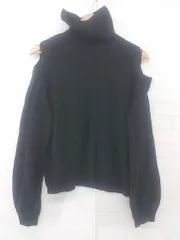 ◇ apres jour mignon タートルネック オープンショルダー 長袖 ニット カットソー サイズF ブラック レディース E  【1306050037591】