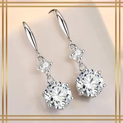 012【シルバー925】ダイヤ フックピアス 一粒 揺れる 大粒 華やか 上品 華奢 シンプル 高級感 清楚 エレガント 普段使い オフィス デート 結婚式 入学式 卒業式 フォーマル 大人可愛い きれいめ おしゃれ 高見え プレゼント ギフト