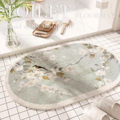 バスマットさわやか花鳥柄カーペットマット室内マット戸口マットトイレマット