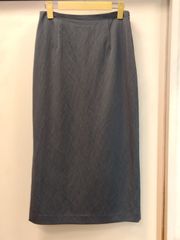 M7　イエナ　スカート　サイズ３８　日本製　光沢生地　右裾スリット　くすみカーキグリーン系