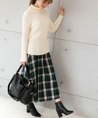 匿名配送【新品タグ付き・未使用】Ｍサイズ グリーンビッグチェック イージー ロング フレアスカート