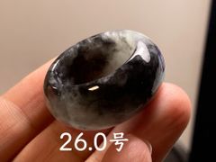 L12-193 広幅 黒翡翠 26.0号 ミャンマー産天然 A貨 本翡翠 くりぬき リング