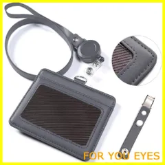 【在庫処分】id カードホルダー ネームホルダー レザー パスケース 伸縮リール式 ネックストラップ バンドクリップ 付き 社員証 名札 定期入れ ケース 横型 メンズ&レディース 機能性 プレゼント ポケット二つ グレイ By VIAKY