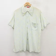 XL/古着 半袖 シャツ メンズ 70s 総柄 薄緑他 グリーン 25may15 中古 トップス