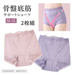 骨盤底筋サポートショーツ 吸水帯 5cc対応 クロスで引き上げ  綿 コットン 2枚組 ピンクベージュ パープル  大きいサイズ 産後 女性用 失禁 尿漏れ