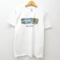 L/古着 フルーツオブザルーム 半袖 ビンテージ Tシャツ メンズ 00s ニューヨーク 湖 コットン クルーネック 白 ホワイト 25may29 中古