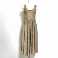 #anc アナトリエ Anatelier ワンピース 38 ベージュ系 ゴールド ノースリーブ モヘヤ混 スパンコール リボン 美品 レディース [961433]のサムネイル