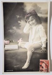 アンティーク ポストカード マーガレットの花冠の少女エレンちゃん 少女 3 エレンちゃん フランス イギリス ヴィンテージ ポスト