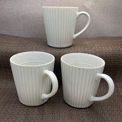 【３コ】華蝶扇 マグカップ ホワイト オシャレ カフェ風 シンプル  コーヒー