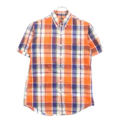 Polo by RALPH LAUREN (ポロバイラルフローレン) 80S VINTAGE ヴィンテージ チェック柄 ボタンダウン 半袖シャツ オレンジ