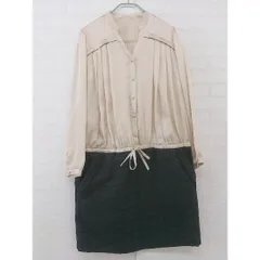 ◇ Perle Peche ペルルペッシュ 切り替え 長袖 膝下丈 ワンピース サイズ38 ベージュ ブラック レディース  【中古】 【1203210000238】のサムネイル