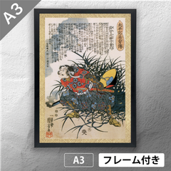 歌川国芳　「太平記英勇伝 鈴智飛騨守重行 鈴木飛騨守重幸」　浮世絵ポスター　A3　マット　その119　【フレーム付】《JP》