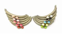 0397 がま口 口金 ハンドメイド 手芸 金属 パーツ 大玉 カラフル ボタン 幅約12.5cm 10個セット 資材 手作り 材料 素材 作製 財布 印鑑ケース 小銭入れ 大きめ バッグ 丸形 裁縫 ガラス ゲンコ 縫い付けタイプ 専門 送料無料